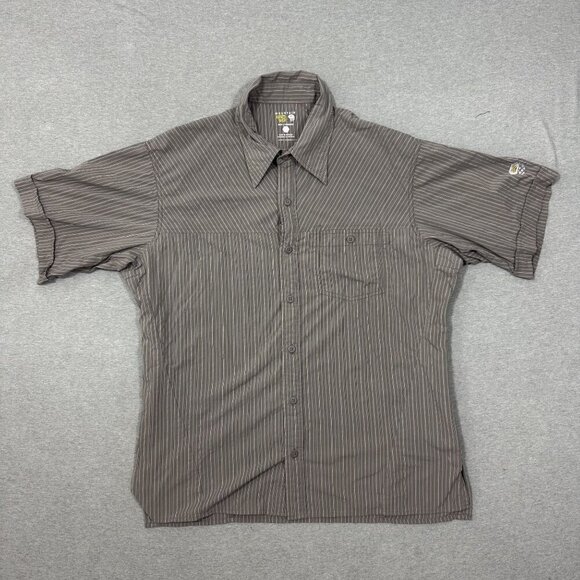 Mountain Hardwear Short Sleeve Button Up Shirt Mens Large Brown Pocket Outdoors - Picture 1 of 5